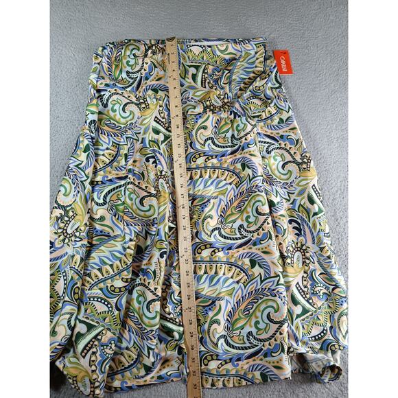 Intempo Skirt Womens XL Green Midi Paisley Floral Asymmetrical Hem Kohls NWT - Picture 4 of 8